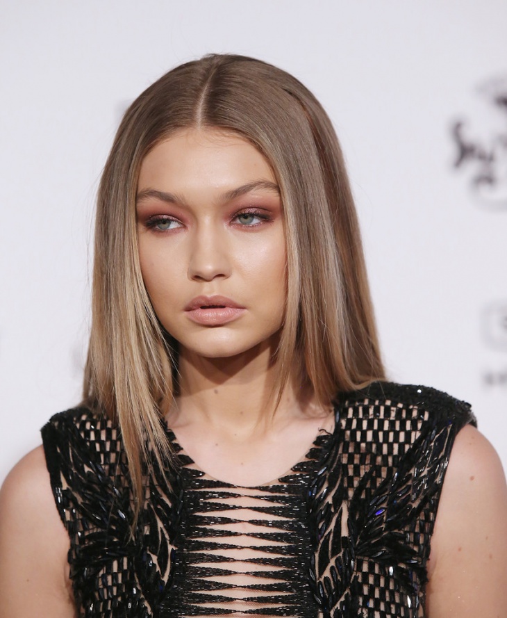 gigi straight long hairstyle for round face