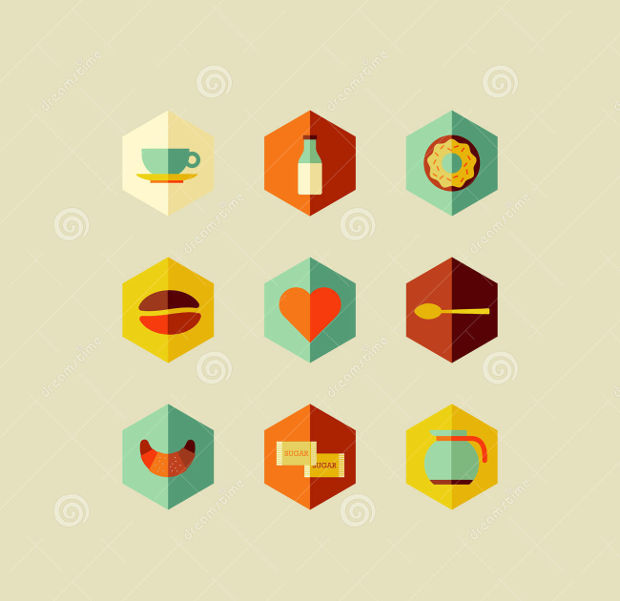 flat coffee concept icons