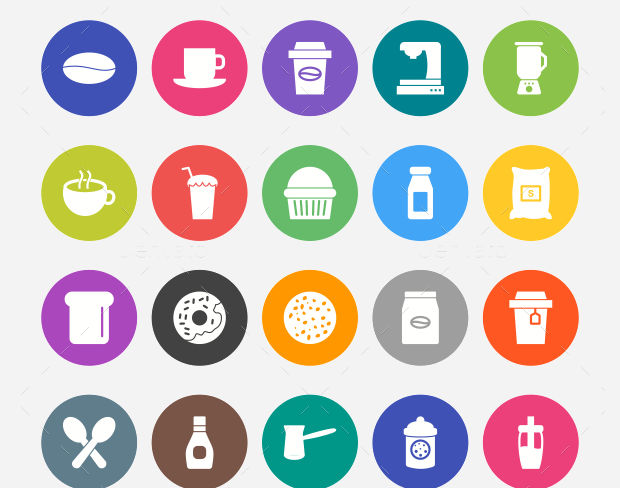 rounded coffee shop icons