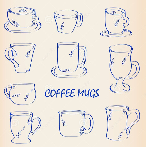 hand drawn coffe mug icons