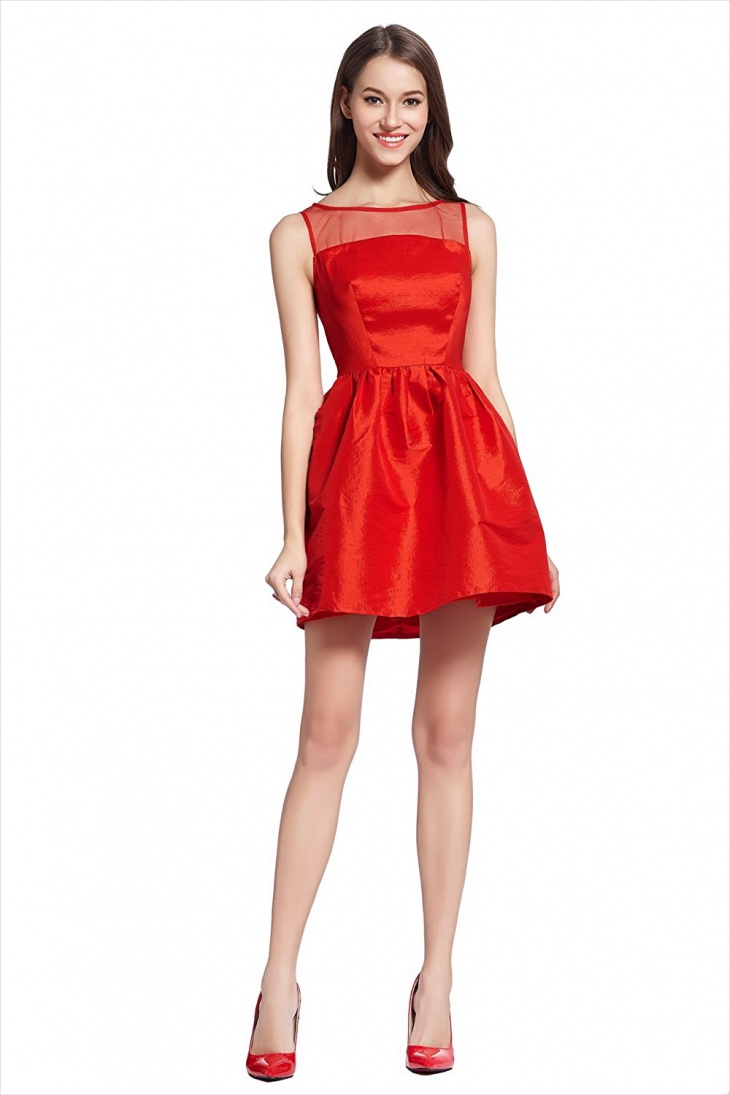 short red prom dress for women