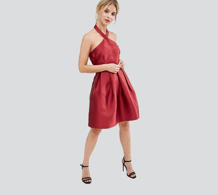 red satin mini dress design