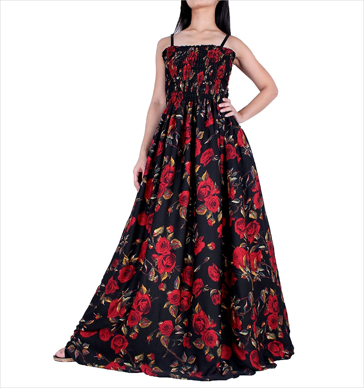 red rose floral dress