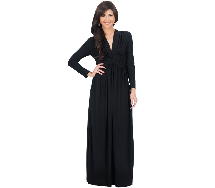 long sleeve formal black dress