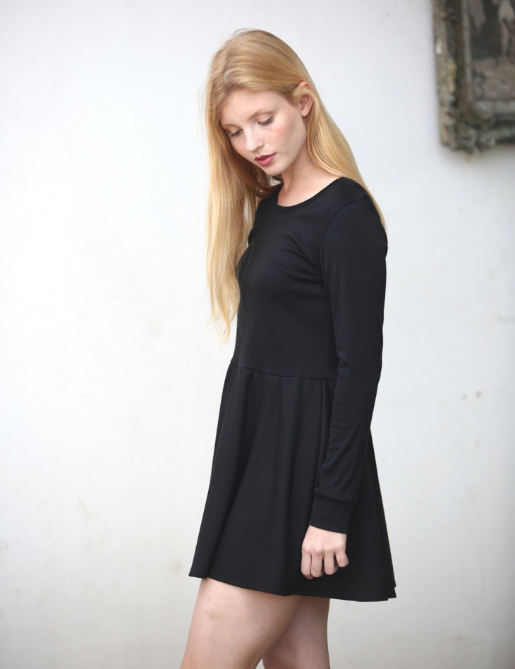 black long sleeve skater dress