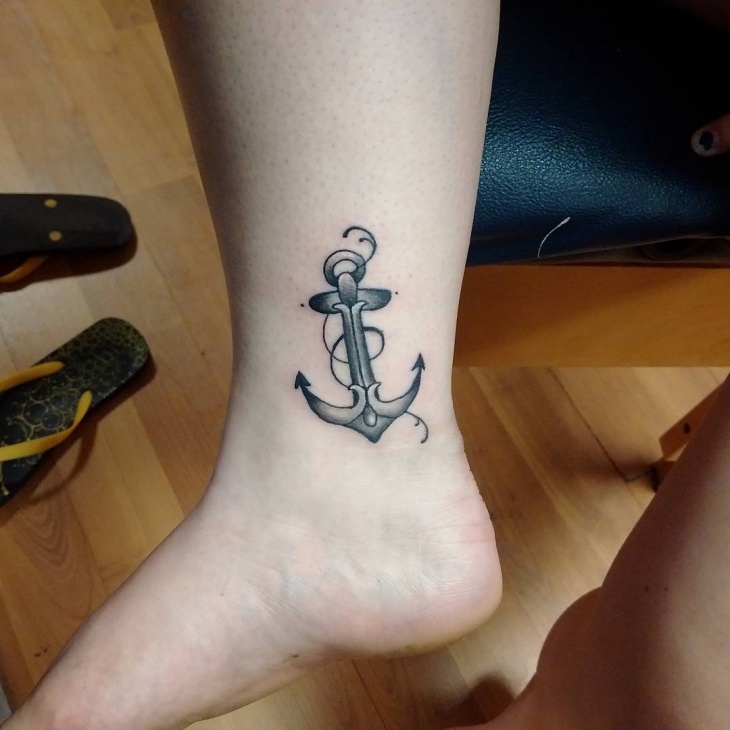 small anchor tattoo on ankle