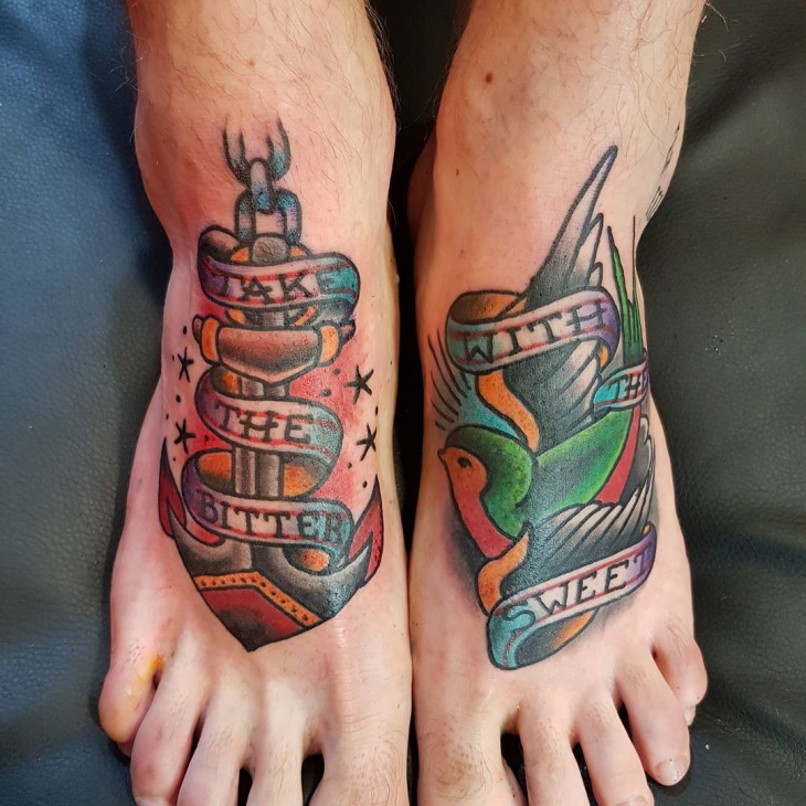 neo anchor foot tattoo design