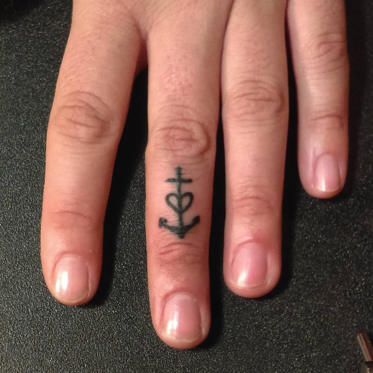 anchor love finger tattoo