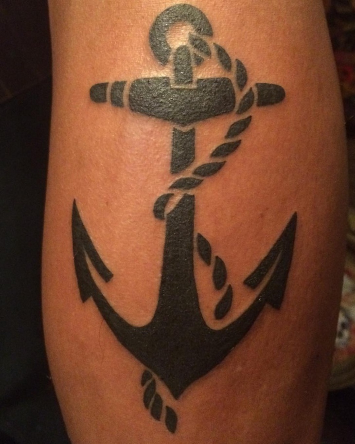 black tribal anchor tattoo design
