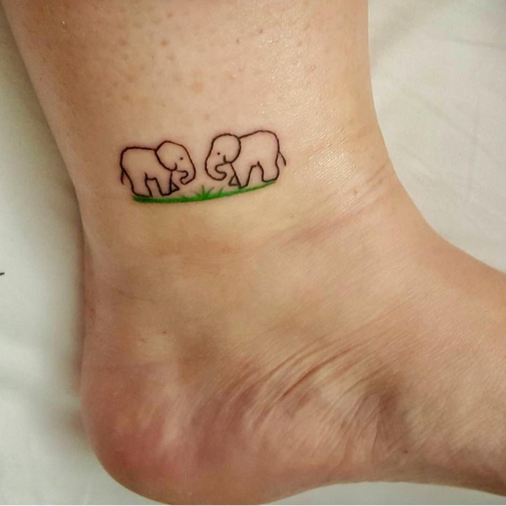 small elephant ankle tattoo for women1