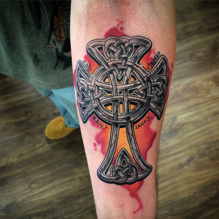 celtic forearm cross tattoo
