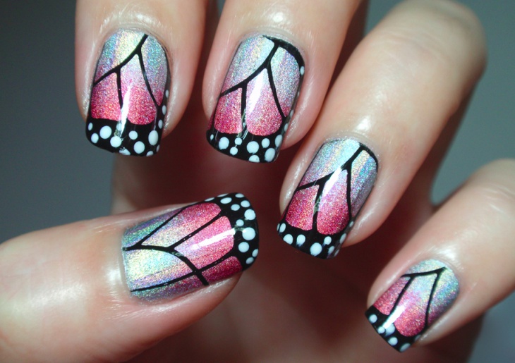 angel butterfly wings gel nail art
