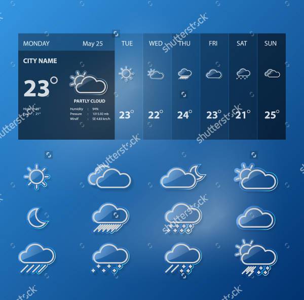 transparent blue weather icons