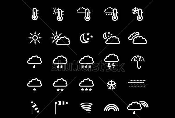 small black and white weather icons