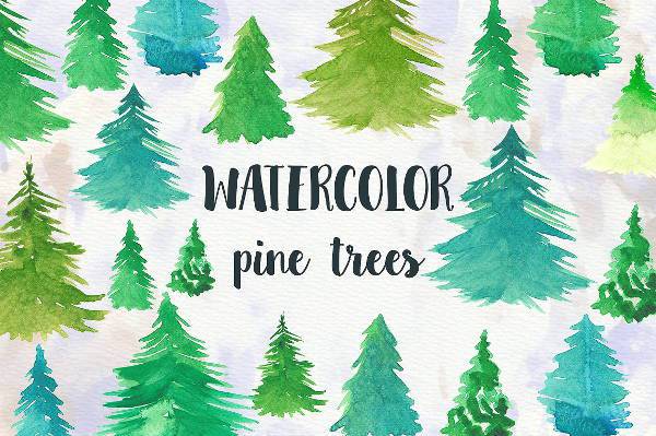 watercolor pine trees clipart