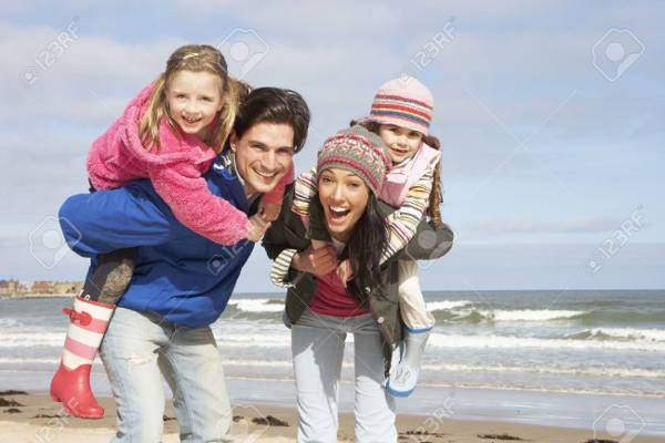 winter beach family photography