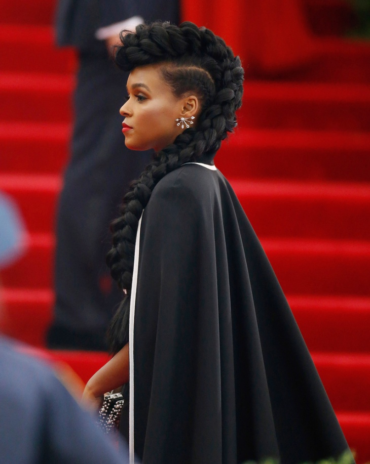 janelle monáe french braided mohawk hairstyle
