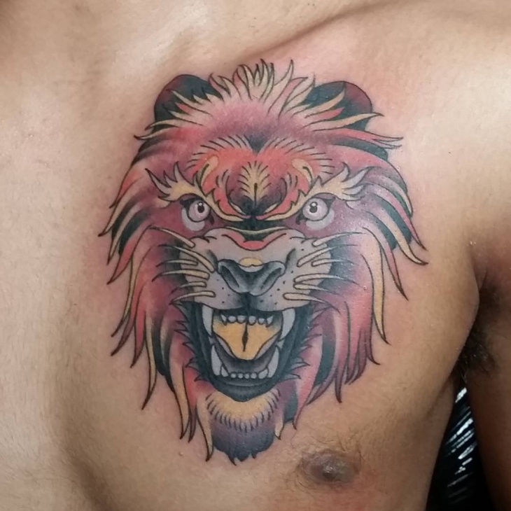 neo traditional lion tattoo design
