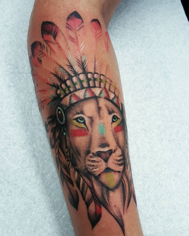 lion king watercolor tattoo