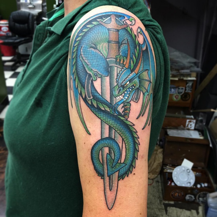 dragon upper arm tattoo