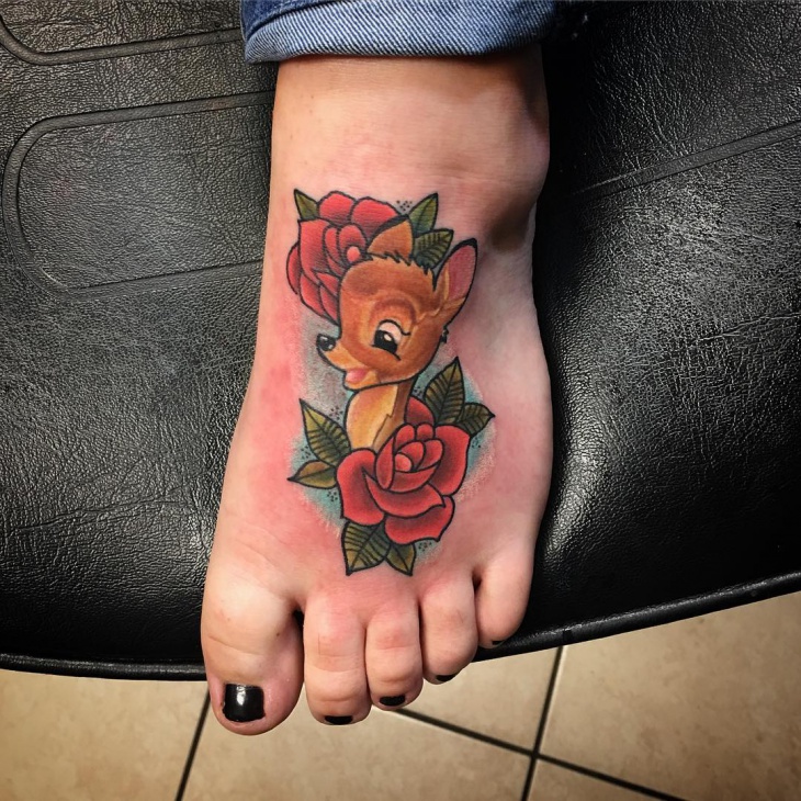 rose flower foot tattoo design