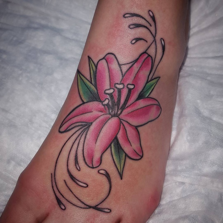 hawaiian flower foot tattoo design