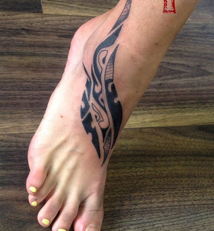 polynesian tribal foot tattoo1