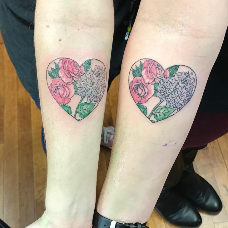 rose flower sister tattoo