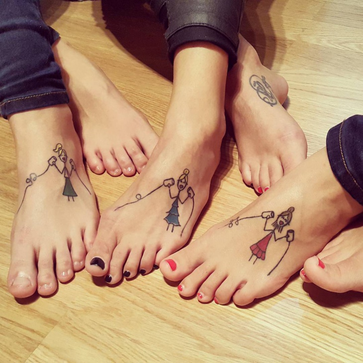 unique sister foot tattoo design