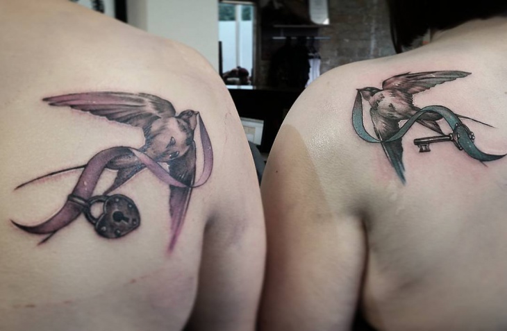 3d bird sister tattoo design