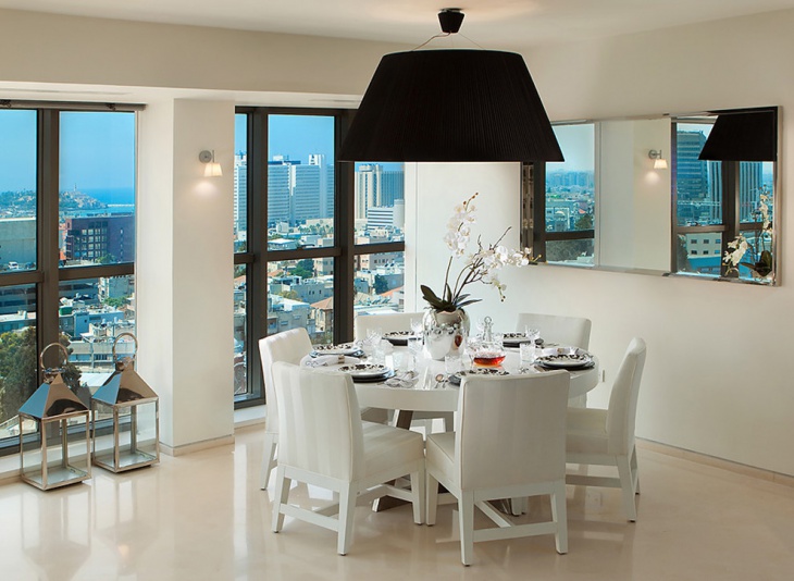 glossy white dining table
