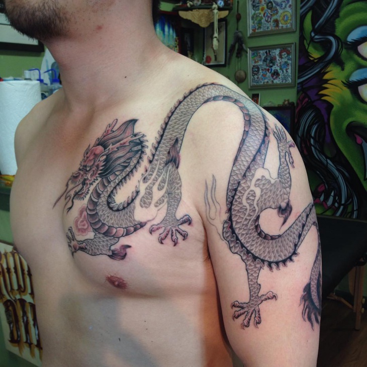 chinese dragon shoulder tattoo