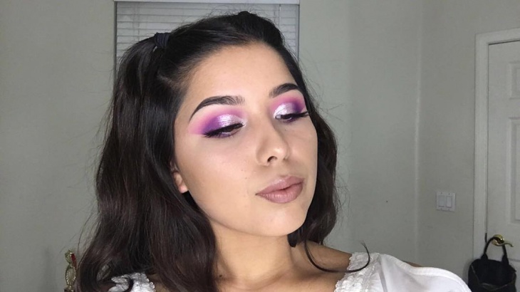 purple and silver prom makeup