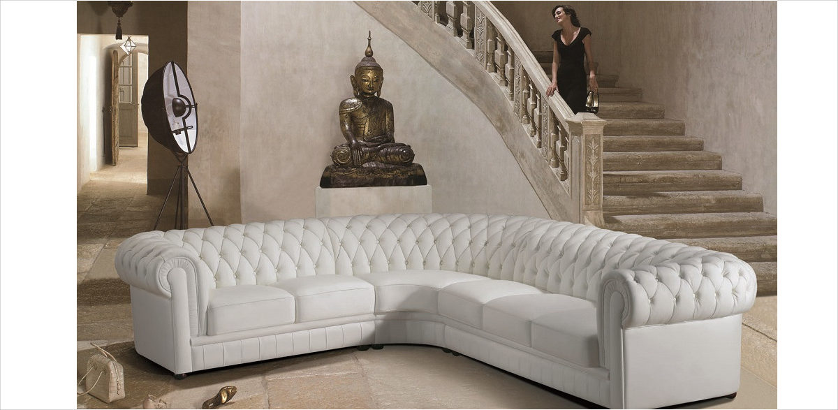 modern tufted fabric sectional sofa