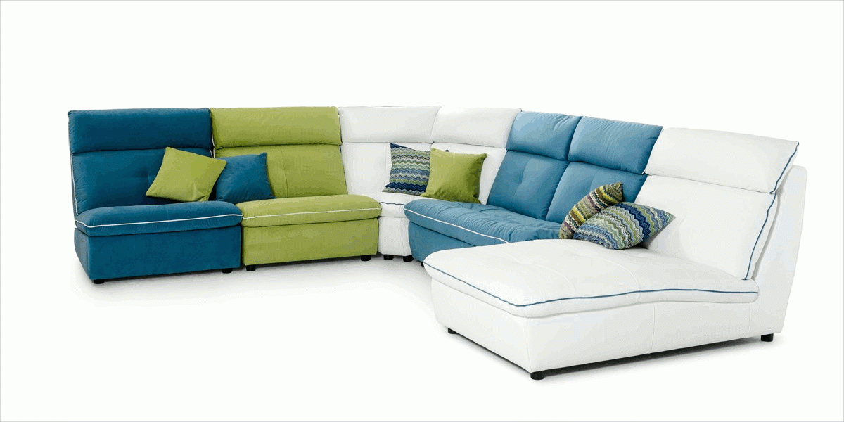 spritz italian modern leather and fabric sectional sofa