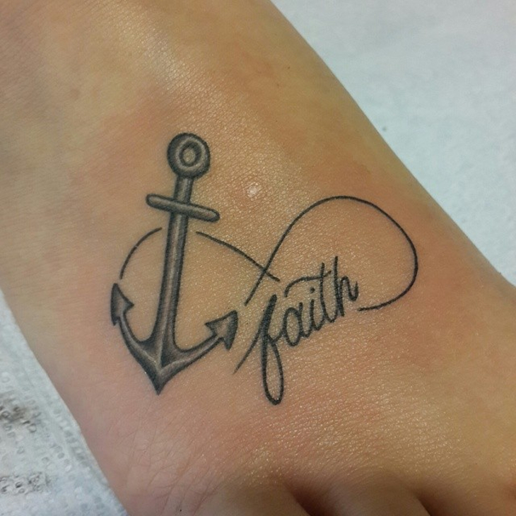 anchor infinity tattoo on foot