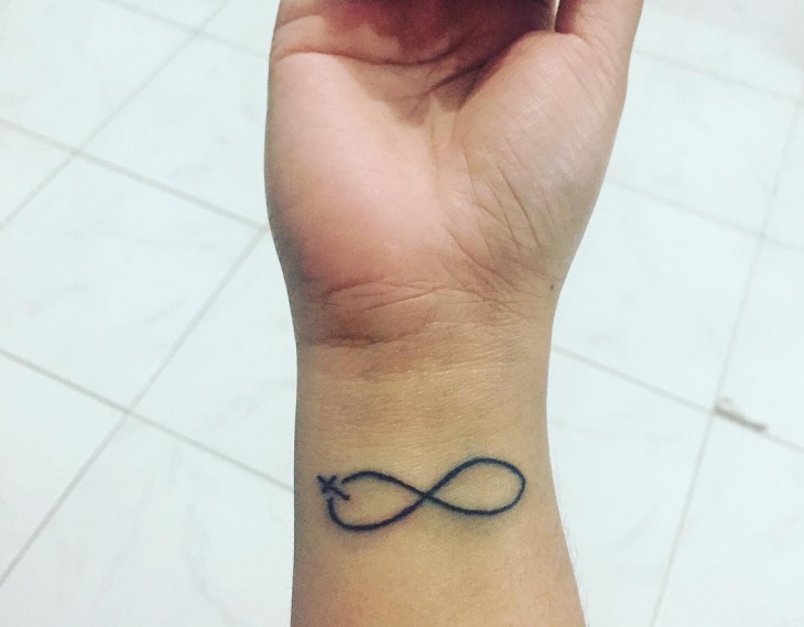 infinity cross tattoo on wrist