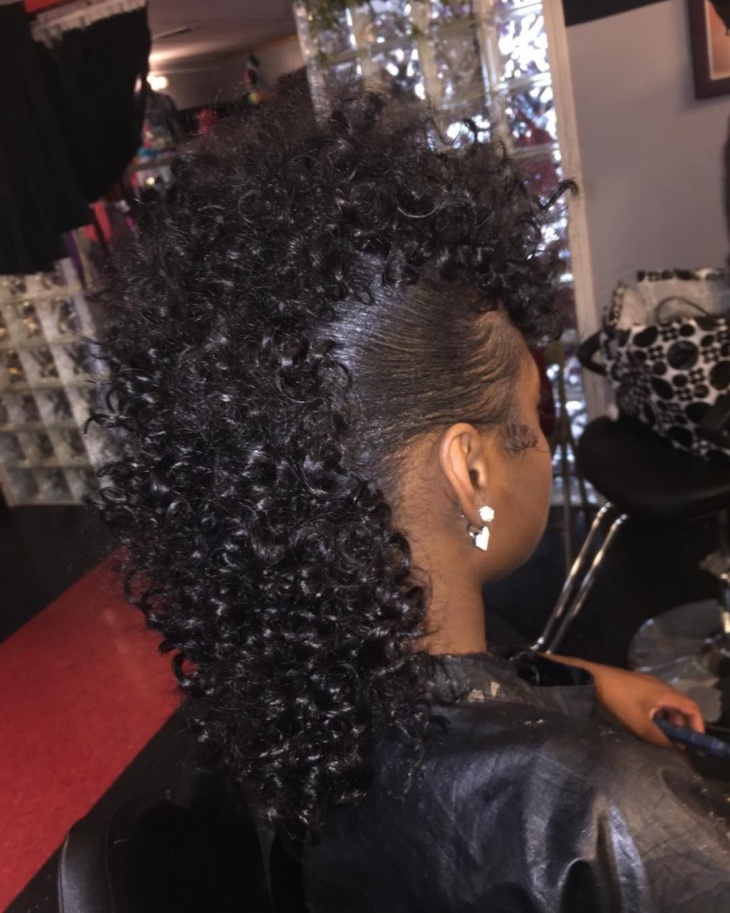 curly weave mohawk hairstyle