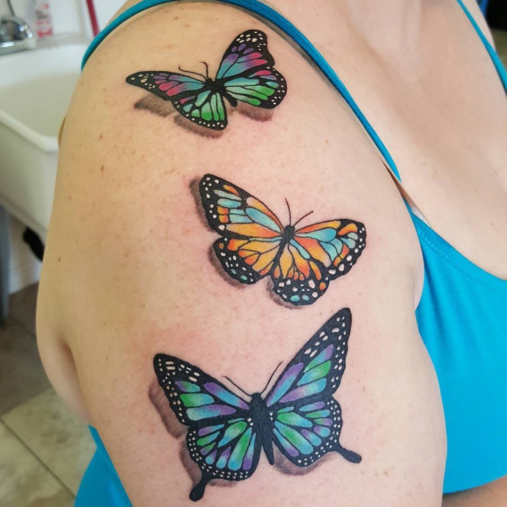 3d butterfly half sleeve tattoo