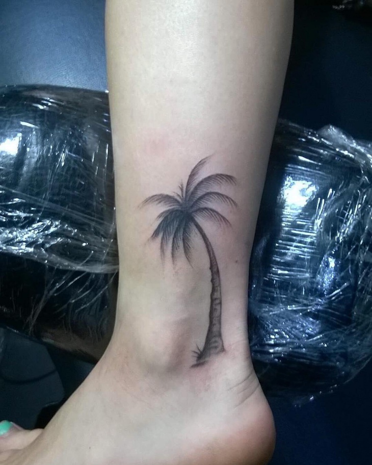 palm tree tattoo design on ankle