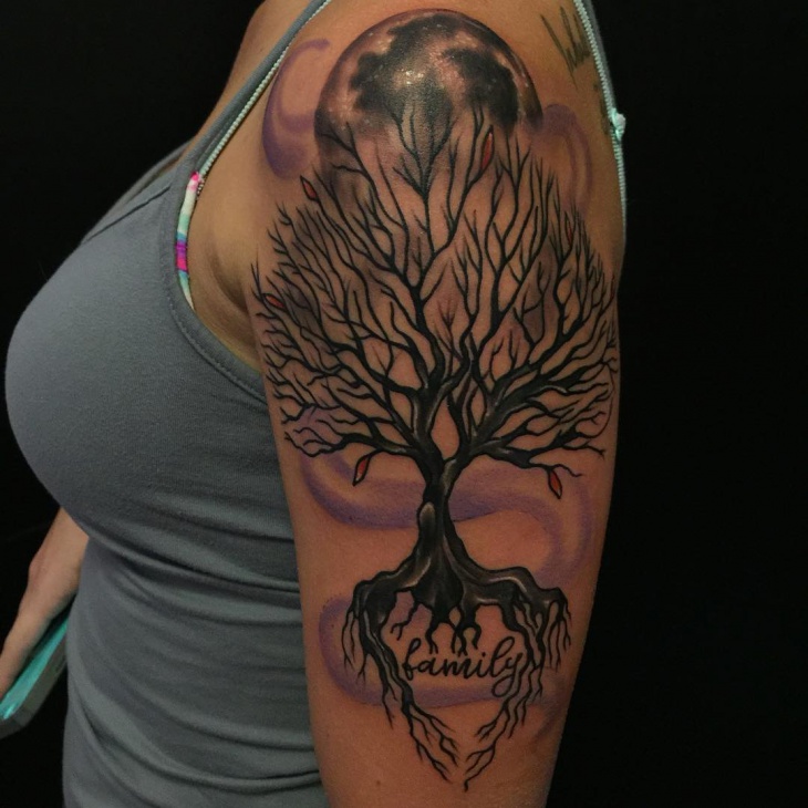 family tree sleeve tattoo