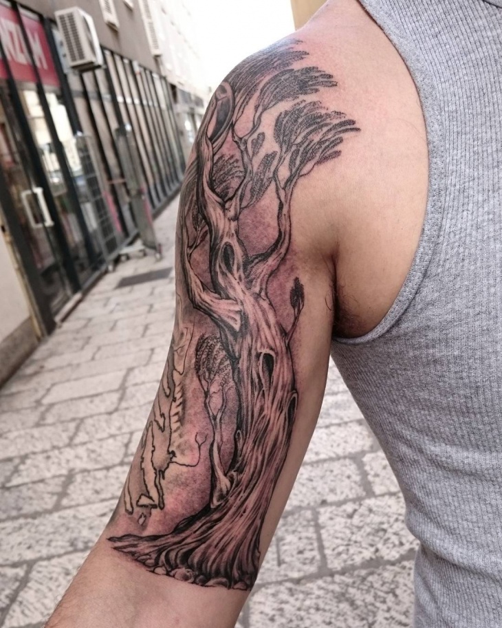 olive tree branch tattoo