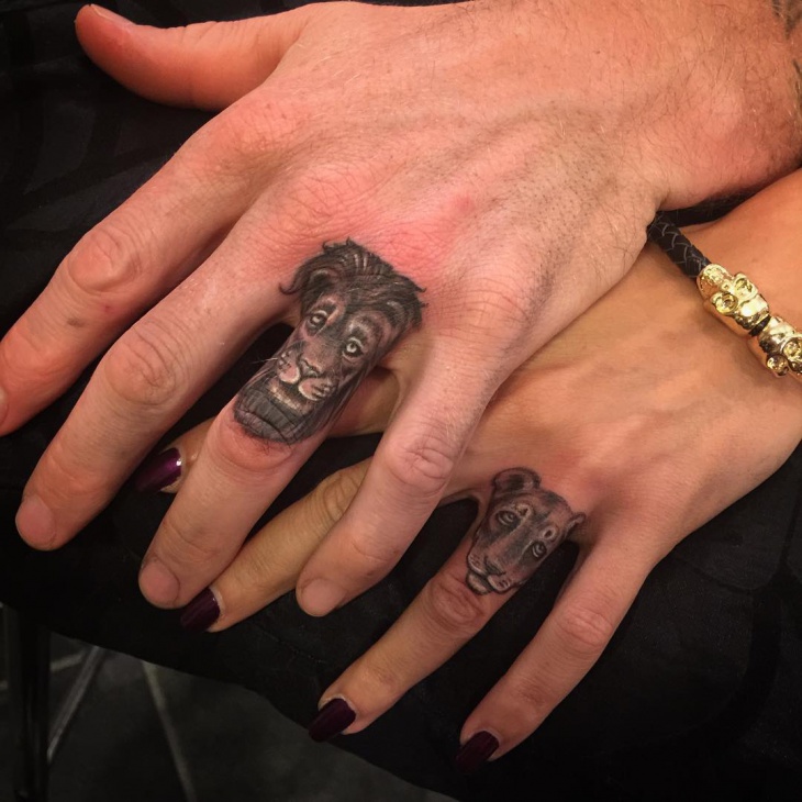 couples ring finger tattoo