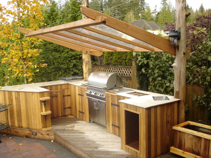 outdoor wood kitchen countertop