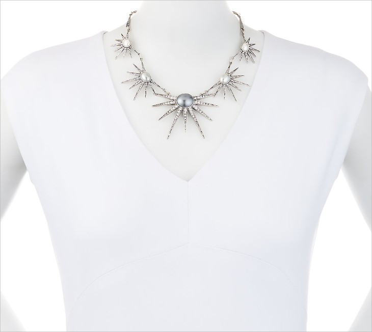 silver crystal statement necklace