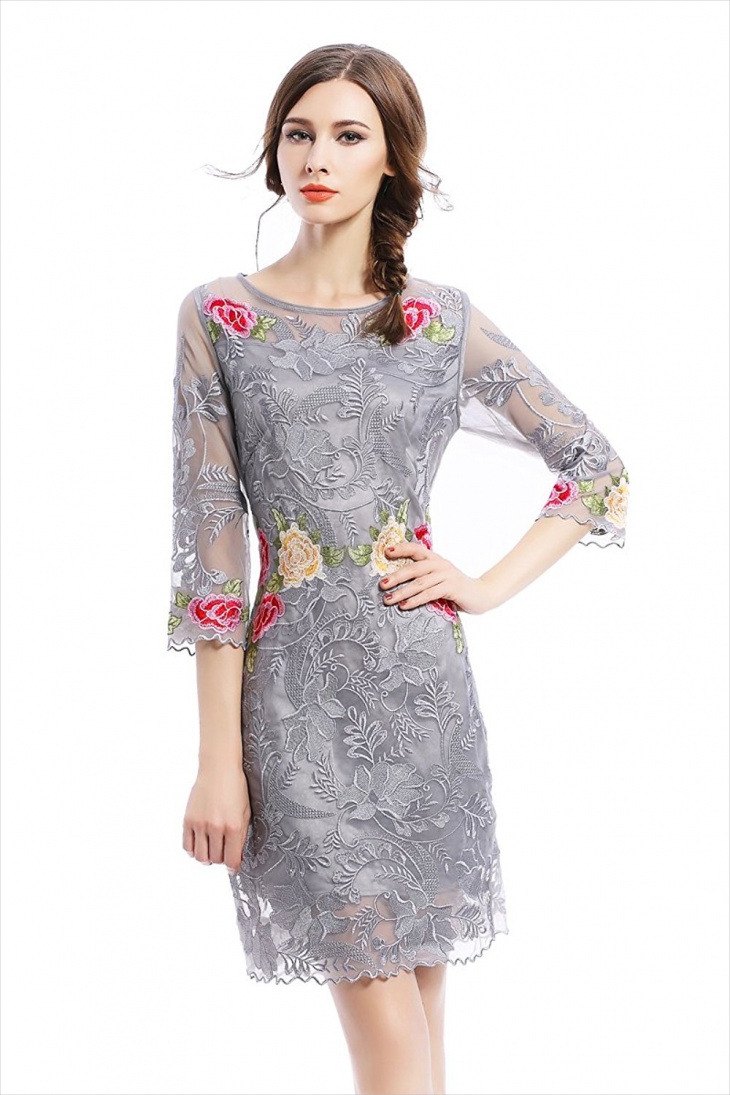floral lace sheath dress