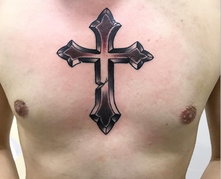 mens chest cross tattoo design