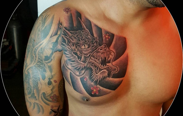 single side chest tattoo