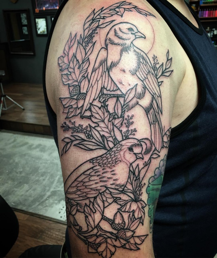 bird sleeve tattoo for men