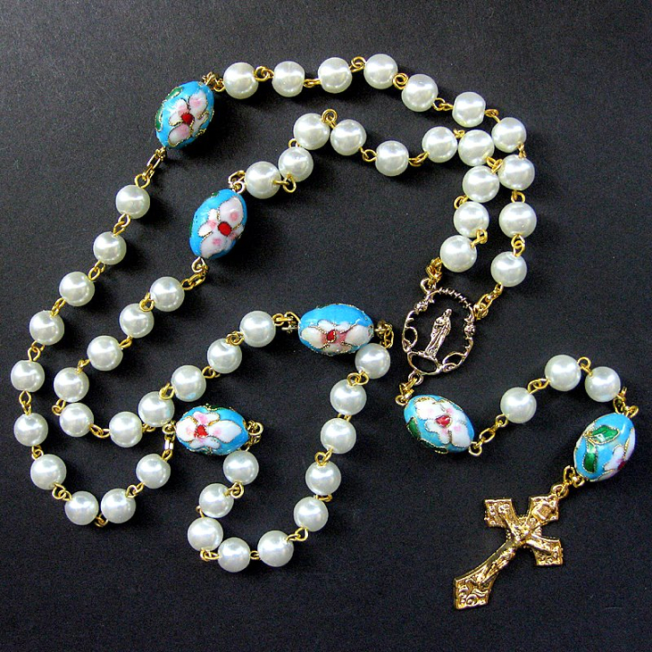 white beaded cross necklace1
